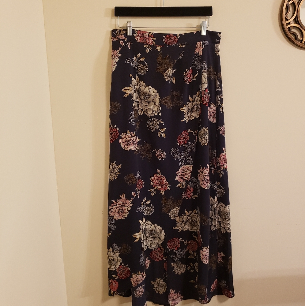Navy Blue Floral Skirt